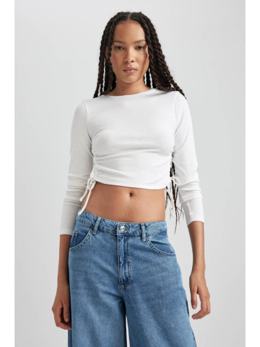 DEFACTO Fitted Basic Long Sleeve Crop T-Shirt